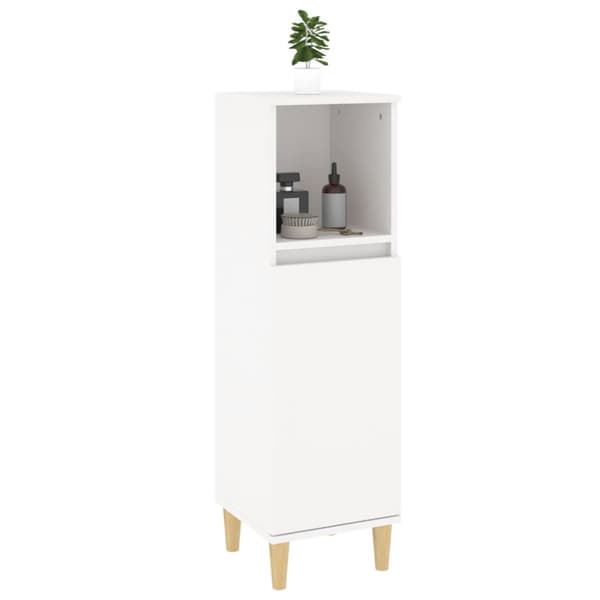 Badrumsskåp vit 30x30x100 cm konstruerat trä