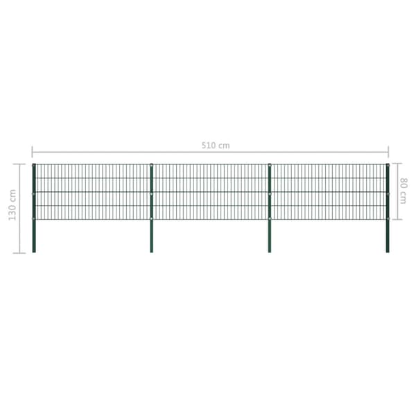 Staketpanel med stolpar järn 522x80 cm grön