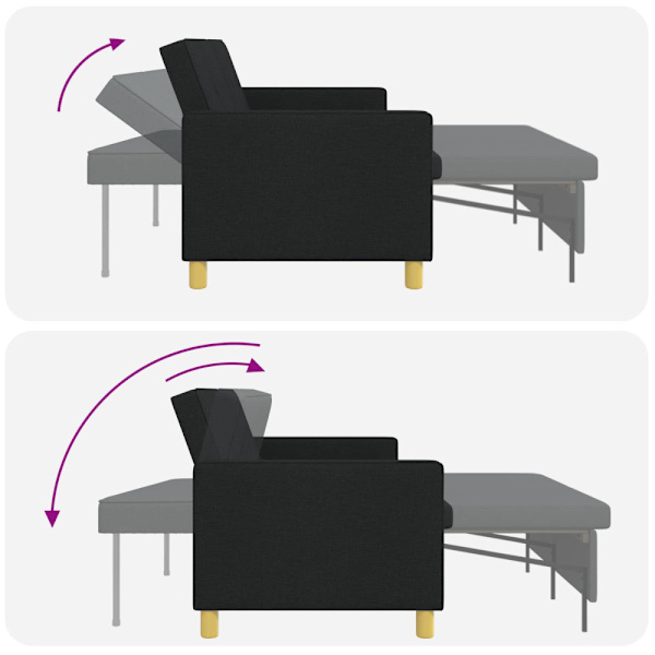 Pull Out Sofa Bed Svart Tyg
