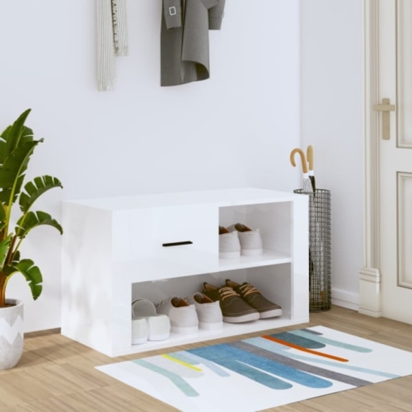 Skoskåp vit högglans 80x35x45 cm konstruerat trä