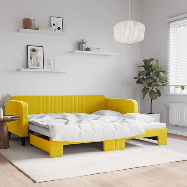 Dagbädd utdragbar gul 100x200 cm sammet