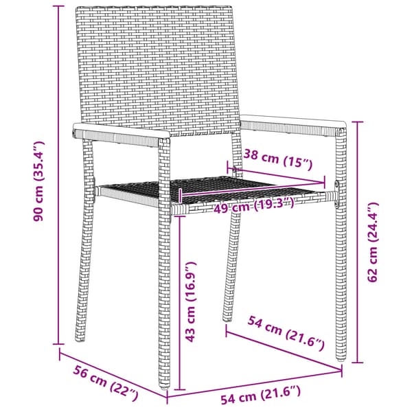 Trädgårdsmöbelset 7 pcs Grå konstrotting