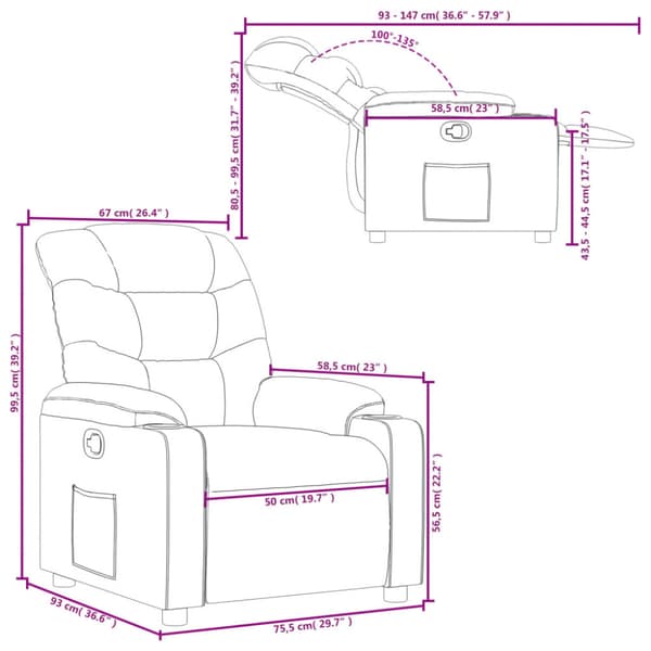 Reclinerfåtölj röd konstläder