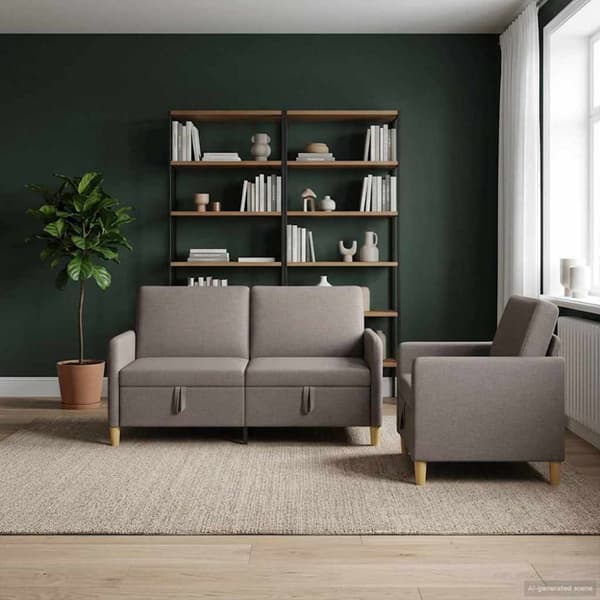 Soffgrupp med förvaring 2 pcs Taupe Polyester