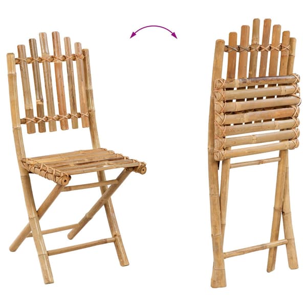 Fällbart trädgårdsdining set 3 st Naturlig Bambu