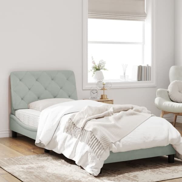 Bed Frame with LED without Mattress Light Grey 90x200 cm Velvet