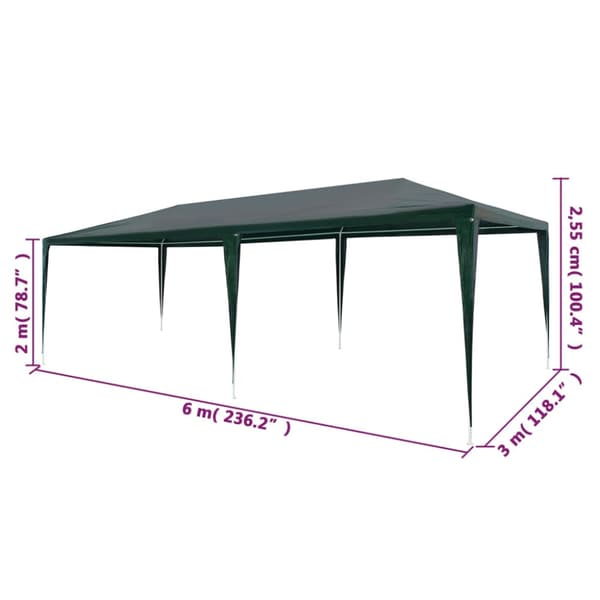 Partytält PE 3x6 m grön