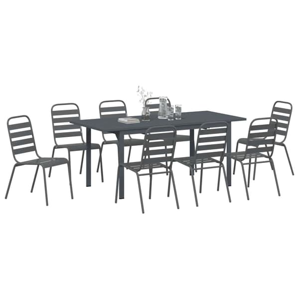 Trädgårdsmöbelset 9 pcs Antracit Pulverlackerad stål