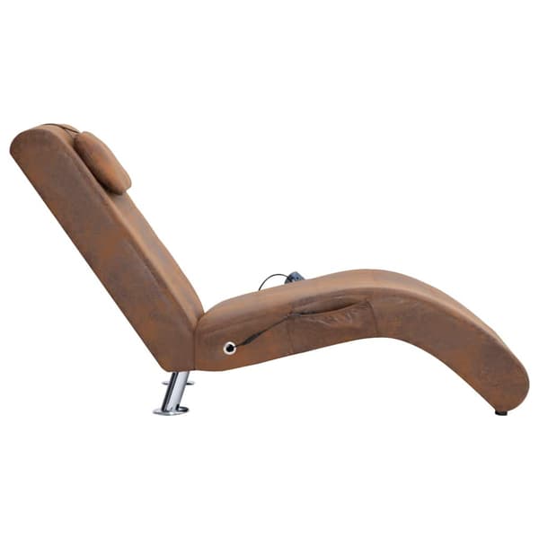 Massageschäslong med kudde brun konstmocka