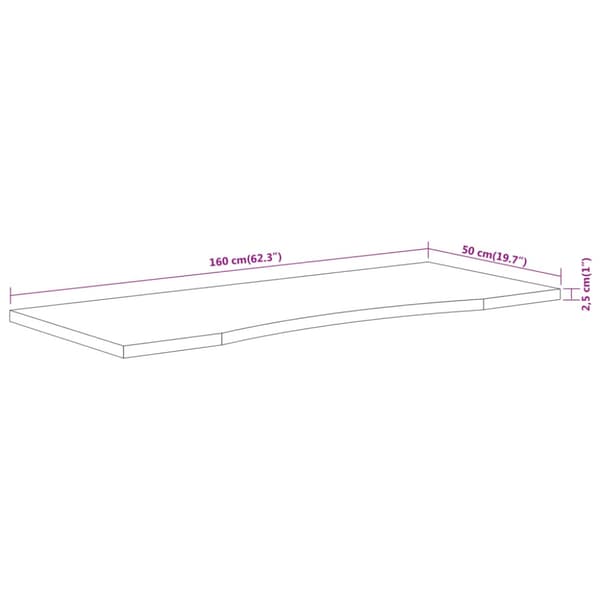 Bordsskiva 160x50x2,5 cm rektangulär massiv akacia