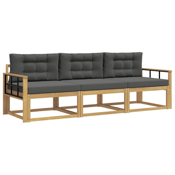 Utomhussoffset med kudde 3 pcs Vit och antracit Polyester