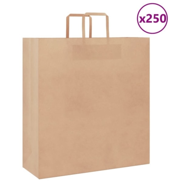 Papperspåsar 250 st med handtag brun 45x17x48 cm