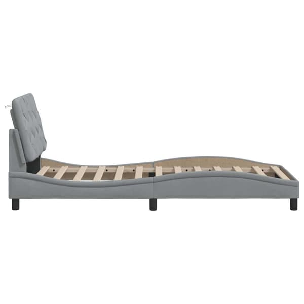 Bed Frame with LED without Mattress Light Grey 90x190 cm Fabric