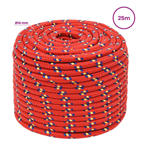 Mångsidigt bruksrep 14 mm 25 m Röd PP 1275 kg Maxbelastning