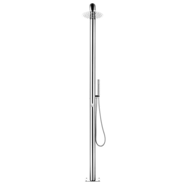 Trädgårdsdusch med grått golv 230 cm rostfritt stål