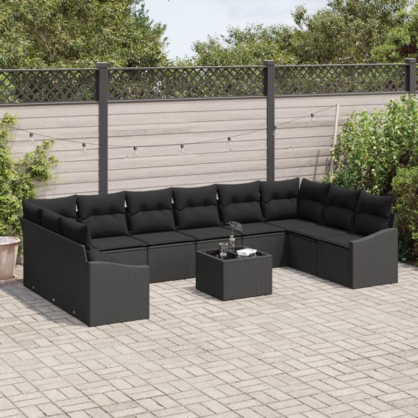 Soffset med kudde 11 pcs Svart konstrotting