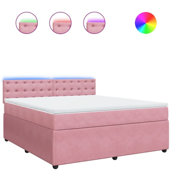 Ramsäng med madrass rosa 180x200 cm sammet