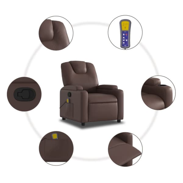 Massagefåtölj brun konstläder