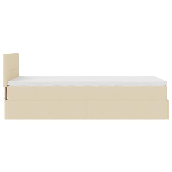 Ottoman sängram med madrass gräddvit 80x200 cm tyg