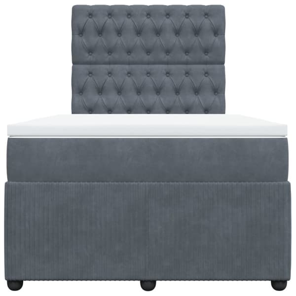 Ramsäng med madrass mörkgrå 120x190 cm sammet