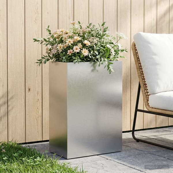 Trädgårdsplanterare Silver 50 x 30 x 75 cm Rostfritt stål