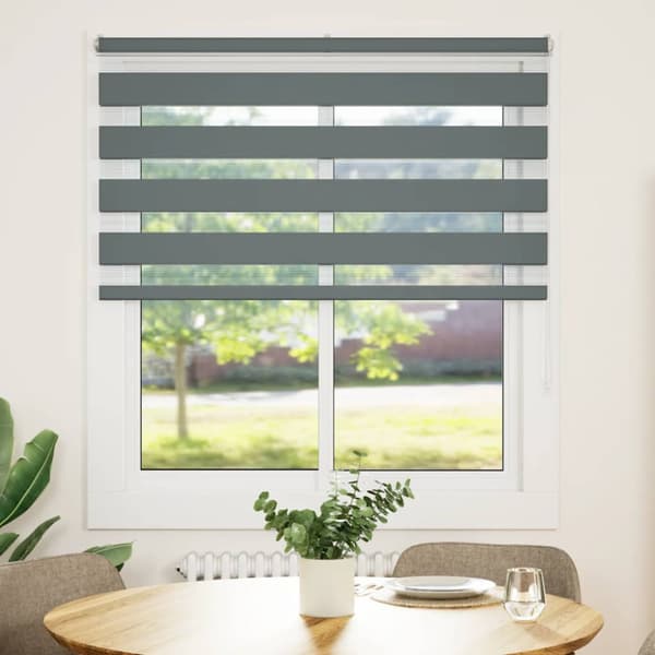 Rullgardin zebra mörkgrå 125x100 cm tyg bredd 120,9cm polyester