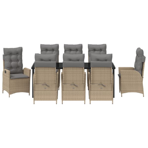 Trädgårdsmöbelset med kudde 9 pcs Beige konstrotting