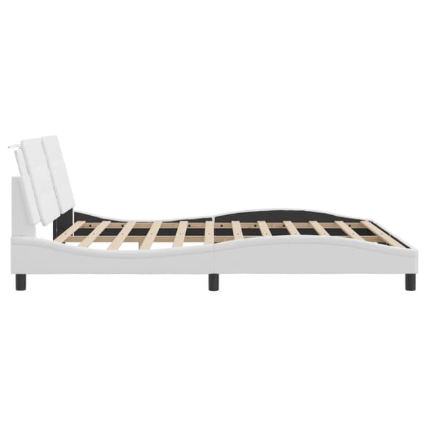Bed Frame with LED without Mattress "Zadar" White 180x200 cm