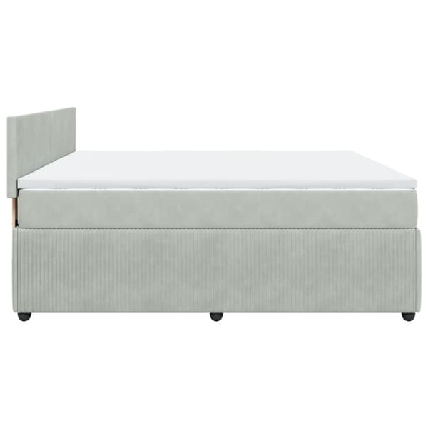 Ramsäng med madrass ljusgrå 200x200 cm sammet