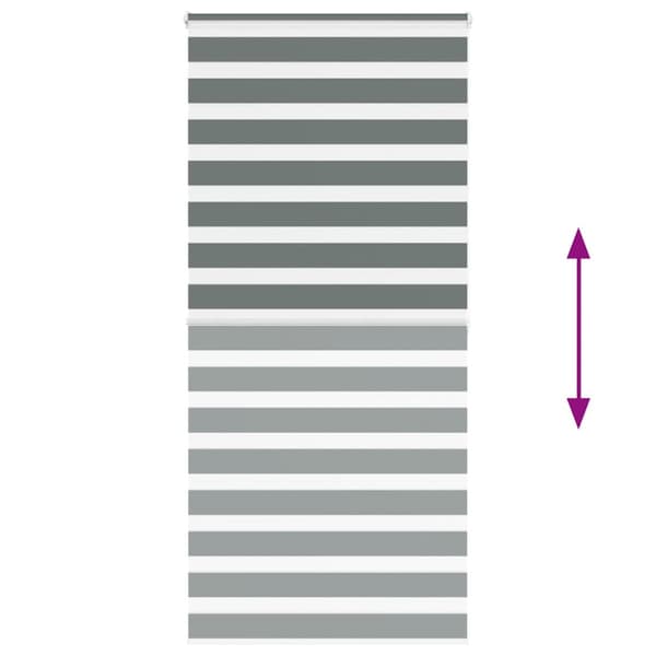 Rullgardin zebra mörkgrå 95x200 cm tyg bredd 90,9 cm polyester