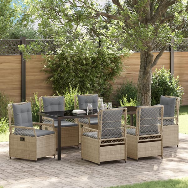 Trädgårdsmöbelset 7 pcs Beige och Ljusgrå konstrotting