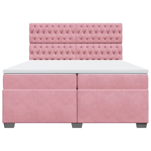Ramsäng med madrass rosa 200x200 cm sammet