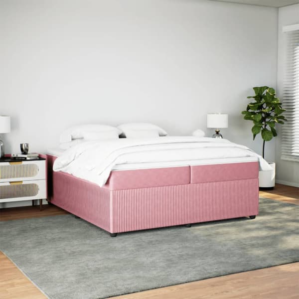 Ramsäng med madrass rosa 200x200 cm sammet