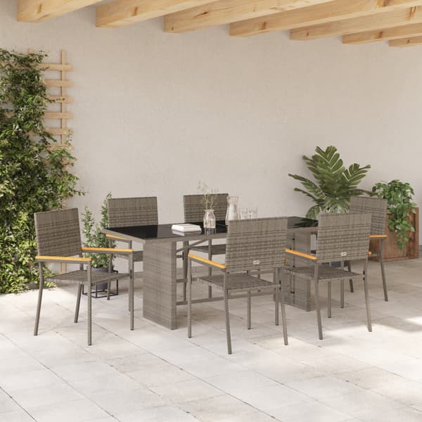 Trädgårdsmöbelset 7 pcs Grå konstrotting