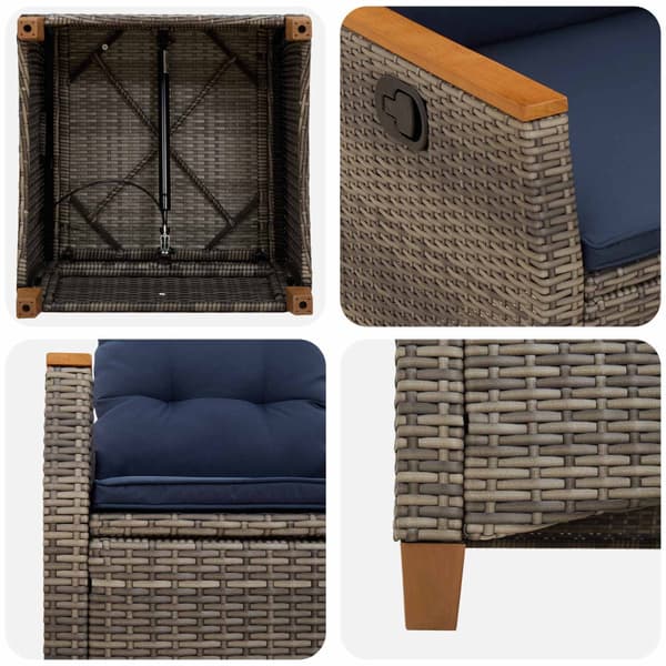 Fällbar trädgårdstol 2 pcs Grå och Marinblå 64 x 57,5 x 112 cm