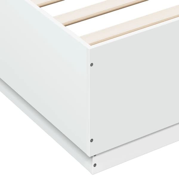 Sängram med LEDs vit 150x200 cm konstruerad trä