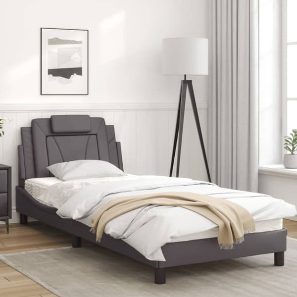 Bed Frame "Viana" with LED without Mattress Grey 80x200 cm