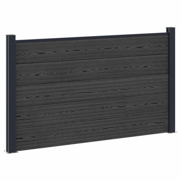 Stängselpanel WPC och aluminium Svart