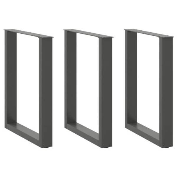 Matbordsben U-formade 3 st antracit 70x(72-73) cm stål