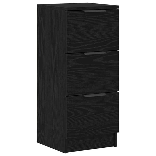 Sideboard med låda 3 pcs Svart Ek Konstruerat trä