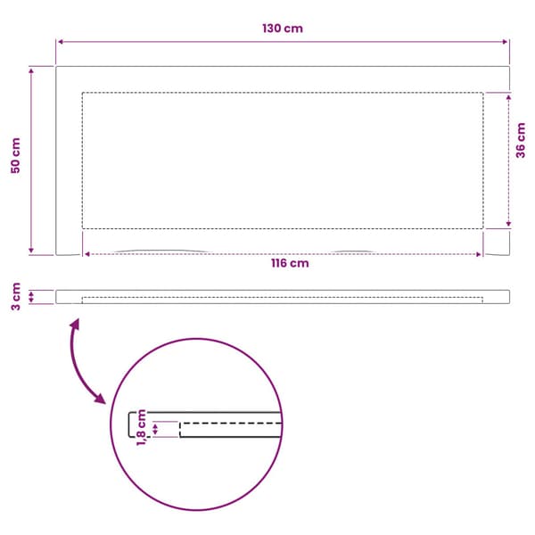 Rektangulärt Bordsskiva 90 x 50 x 3,5 cm Rektangulär Vit