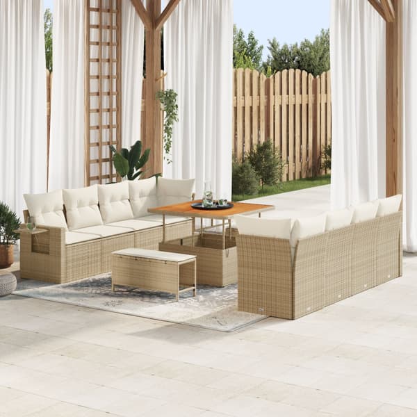 Trädgårdsoffset 11 pcs Beige och gräddfärgad konstrotting