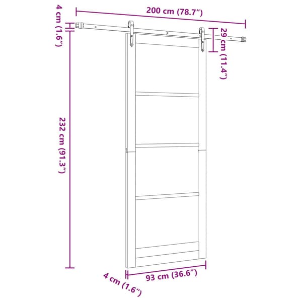 Skjutdörr ORKDAL 93 x 232 cm Konstruerat trä Vit
