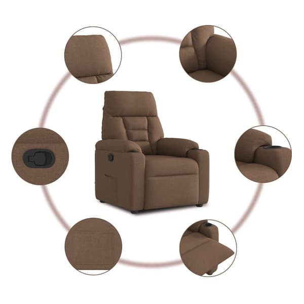 Reclinerfåtölj brun tyg