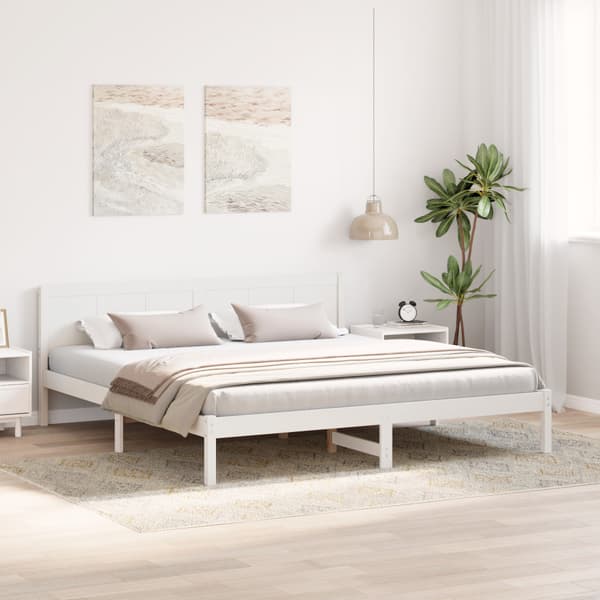 Sängram Vit 200 x 200 cm Massivt tallträ