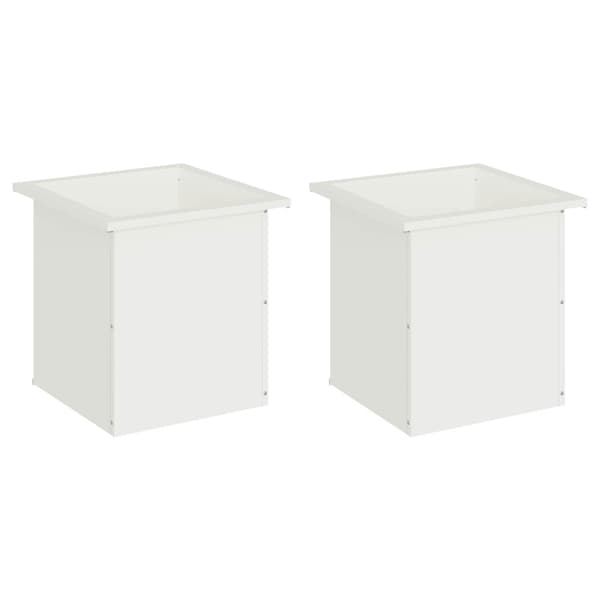 Odlingslåda med LED 2 st Vit 40 x 40 x 40 cm Stål