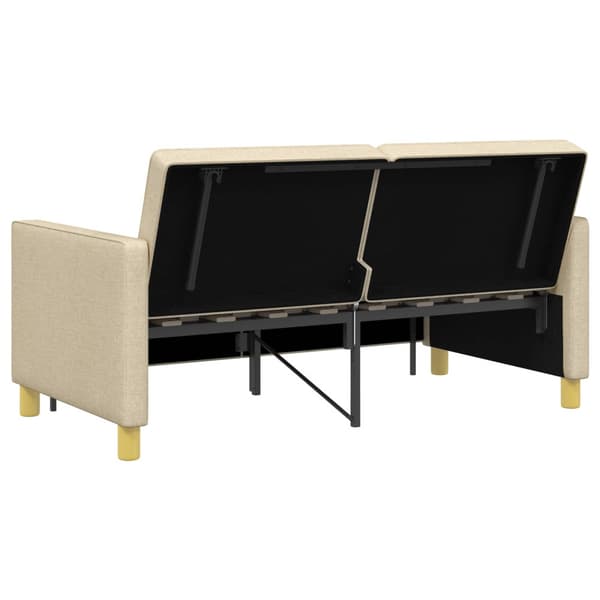 Pull Out Sofa Bed Gräddvit Tyg
