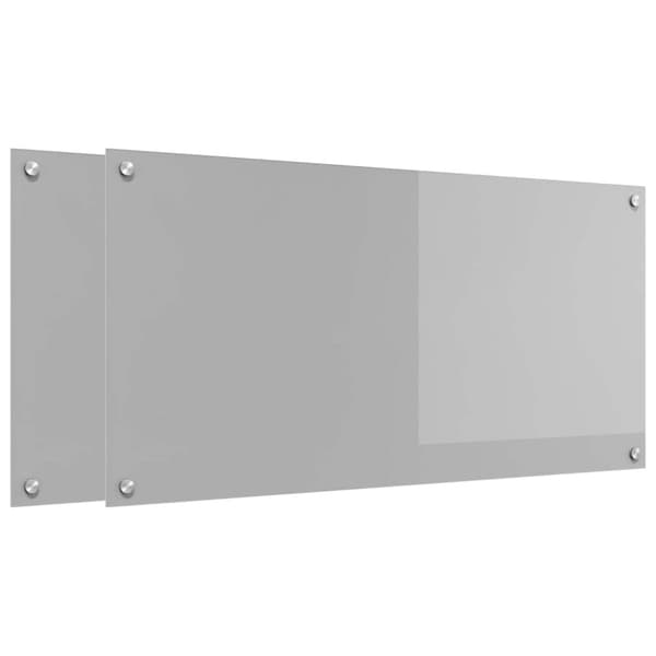Köksskydd 2 pcs Ljusgrå 100 x 50 cm härdat glas
