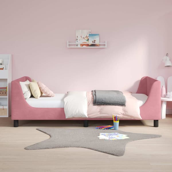 Barnsängram med sänggavel Rosa 90 x 200 cm Sammet