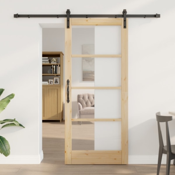 Skjutdörr med Utrustningsset "ORKDAL" Massivt trä & Glas